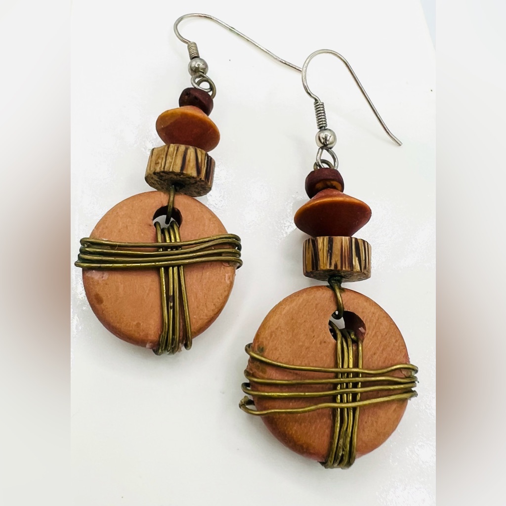 Wooden Earrings Tribal Urban Boho Hippie 15$
